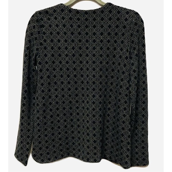 J. Jill Ponte Viscose Long Sleeve Black Pullover Sweater Diamond Print Size XS - Picture 2 of 6